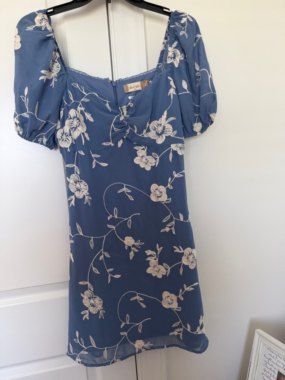 Altar'd State Blue Mini Dress with Ivory Floral Print